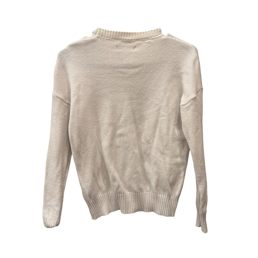 Rae Dunn Blessed Sweater Cream Knit Long Sleeve Crew Neck Pullover Small - Picture 6 of 7